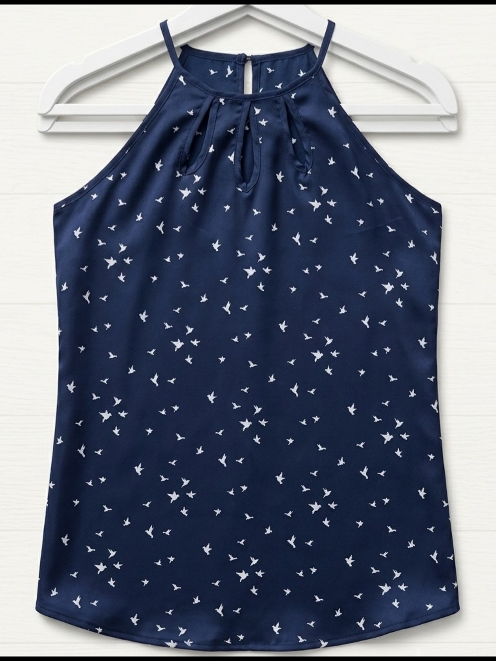Papermoon Navy Halter Camisole with White Bird Print